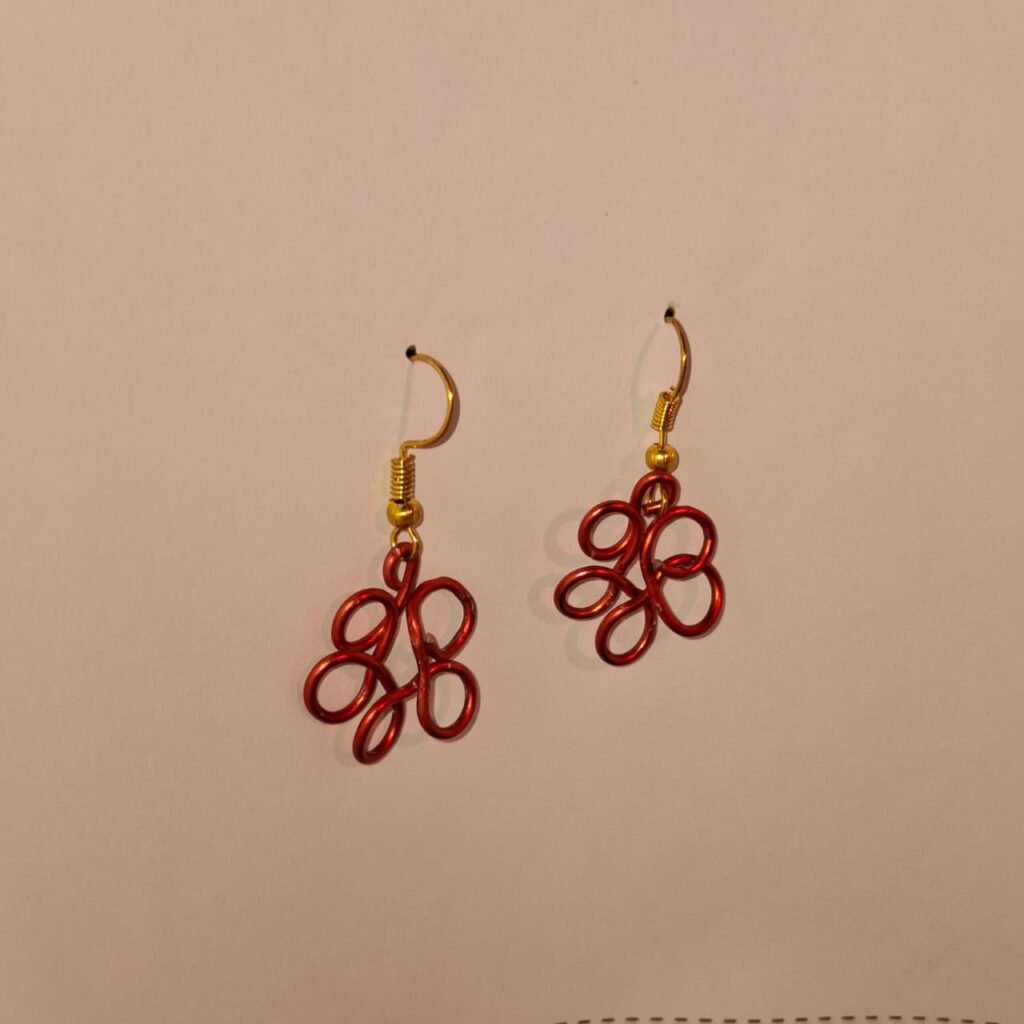 Red Flower Wired Earrings | Elegant Wired Earrings for Women