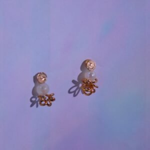 Golden Beaded Dainty Pearl Earrings