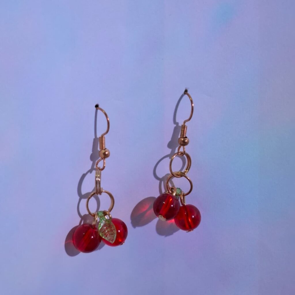 Red Cherry Beaded Earrings
