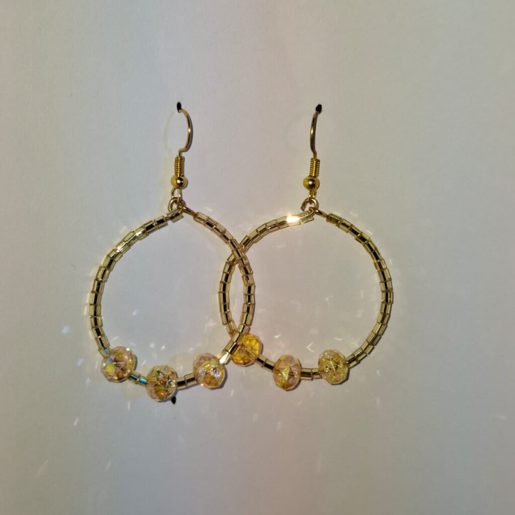 Golden Beaded Sunshine Earrings 4