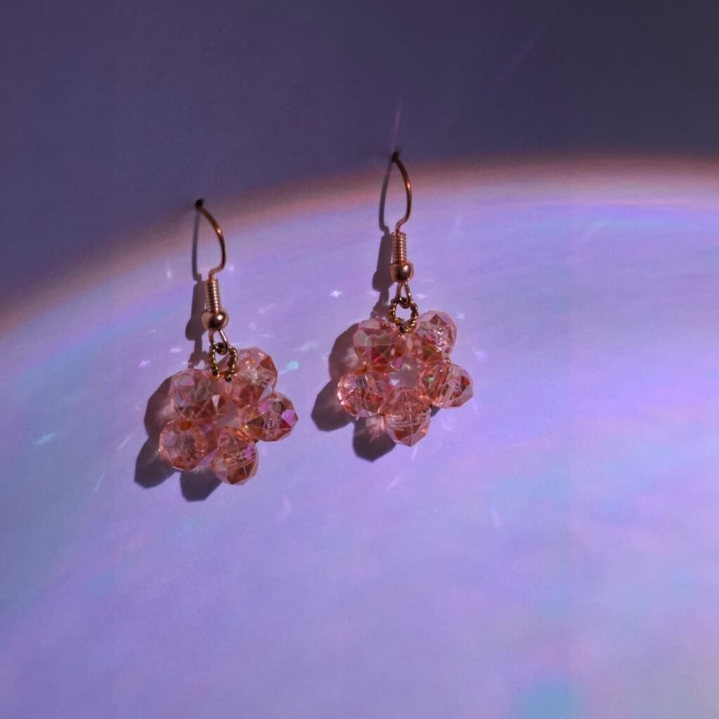 Golden Beaded Flower Sunshine Earrings 7