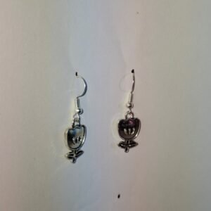 Silver Dainty Tulip Flower Charm Earrings - 1
