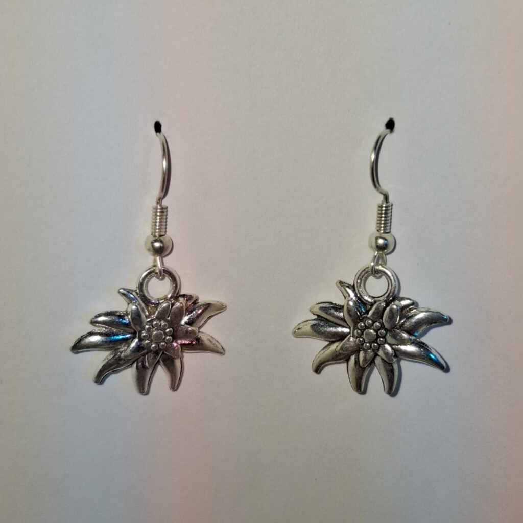 Silver Dainty Sunflower Charm Earrings - 2