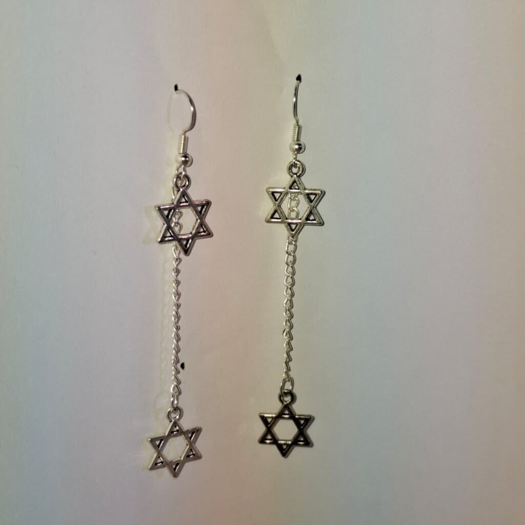 Silver Dangly Star Charm Earrings - 10