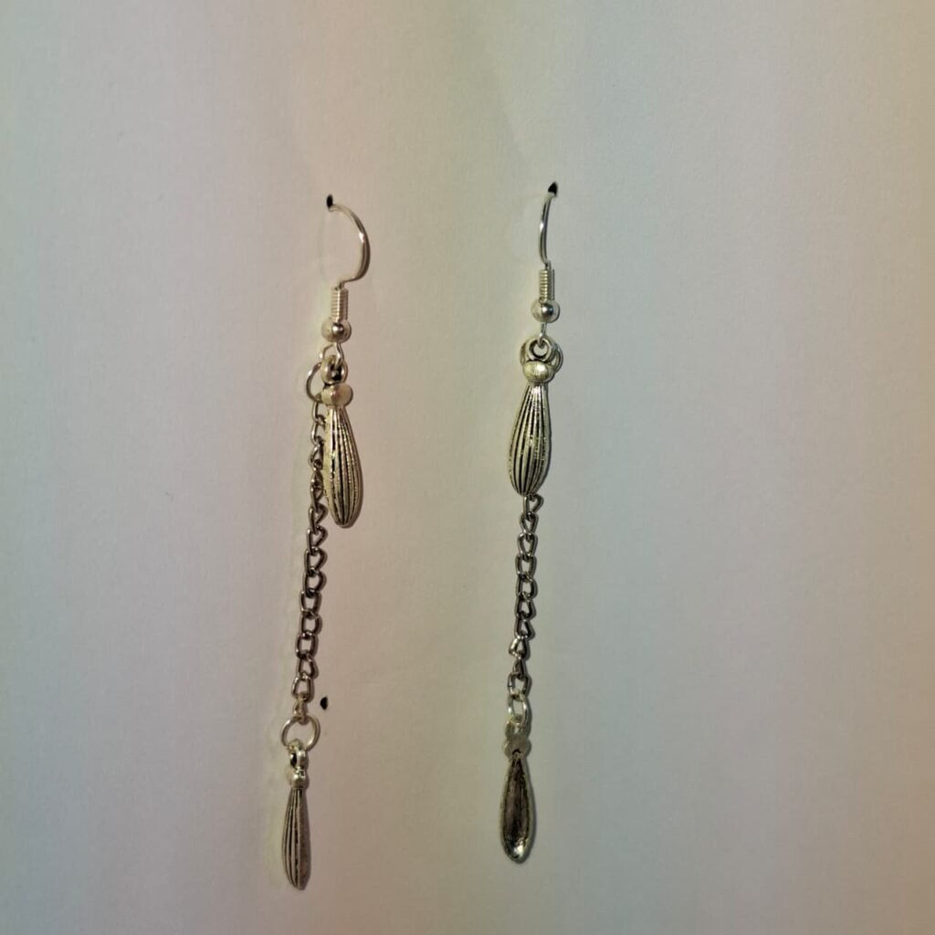 Silver Dangly Feather Charm Earrings - 11
